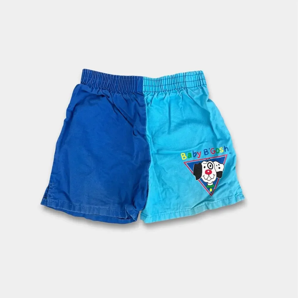 Vintage OshKosh B'gosh Blue Color Block Puppy Shorts 18 Months USA
